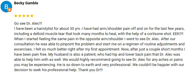 Chiropractic Kirkwood MO Becky Gamble Testimonial